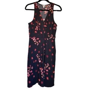 A New Day Sleeveless‎ V-neck Black Floral Mini Dress Size M